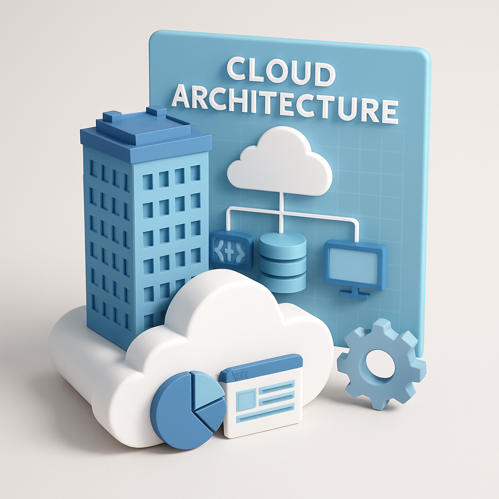3dmodel Cloud architecture software with a building
